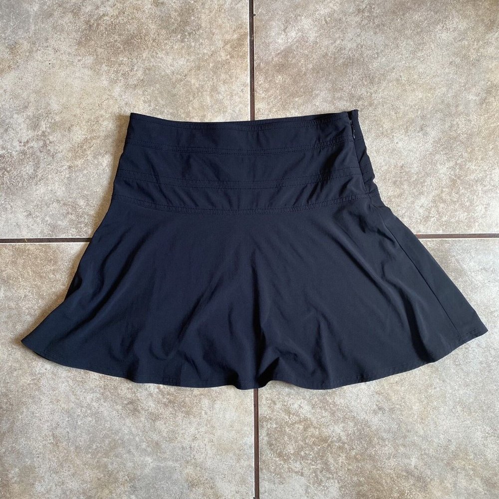 Athleta Women's Skirt Size 4 Black Tennis Zip Back Pocket Athletic Drawstring